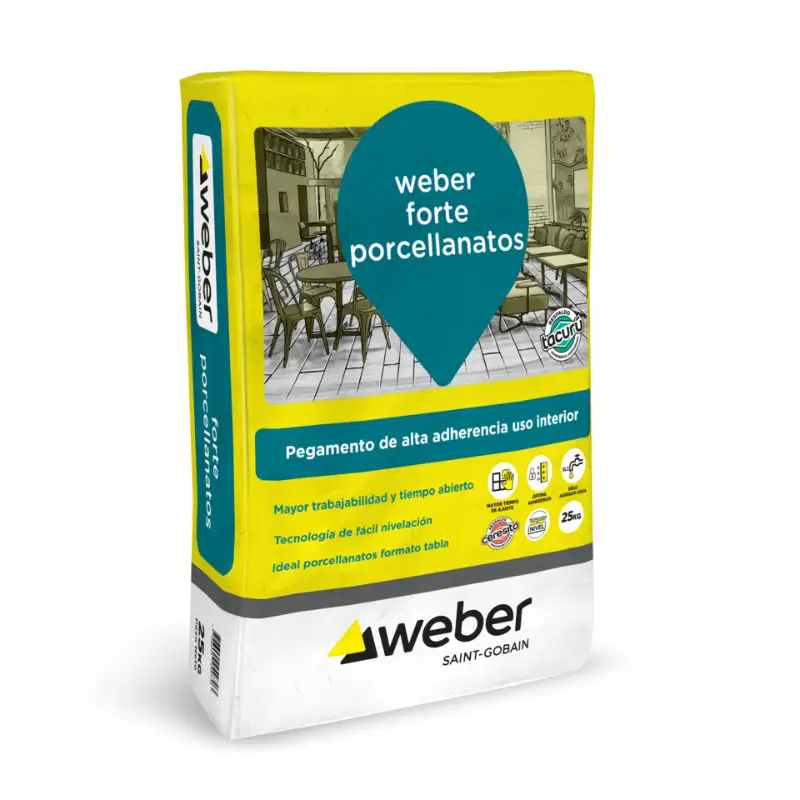 Weber Forte Porcellanato 25 kg, bolsa, vista frontal