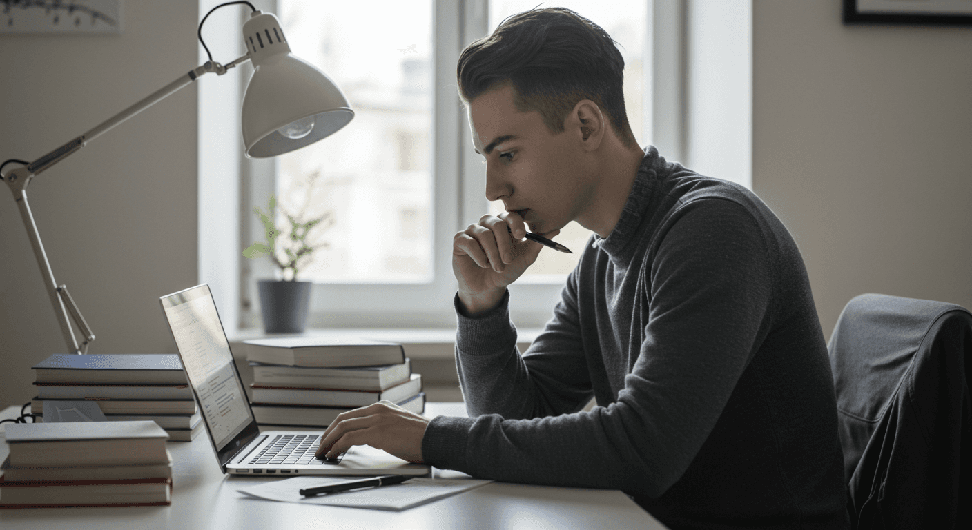 a student looking at his contextual offer