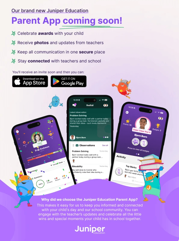 PDF design for schools to send to parents about the new parent app