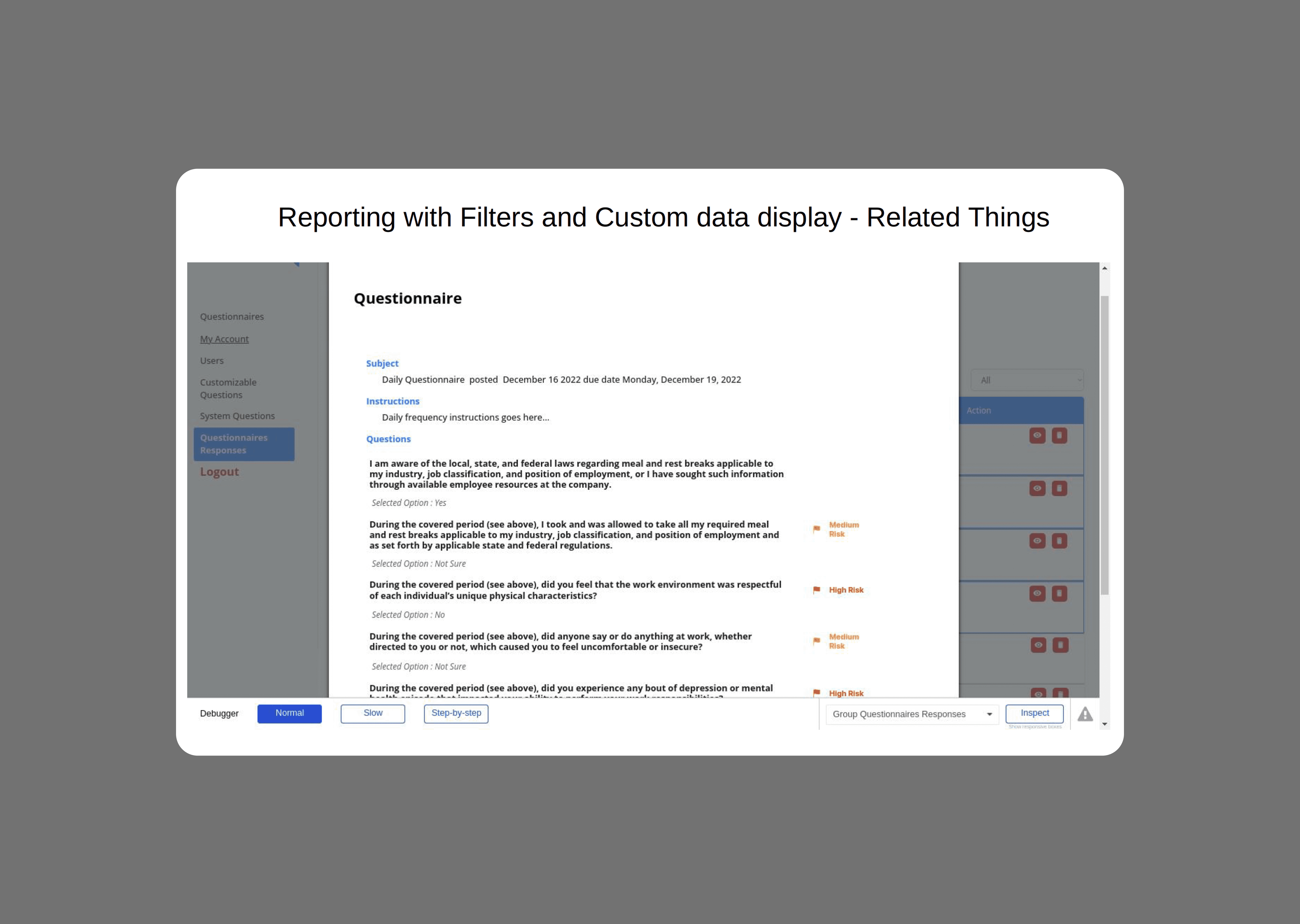  Reporting with Filters and custom data display