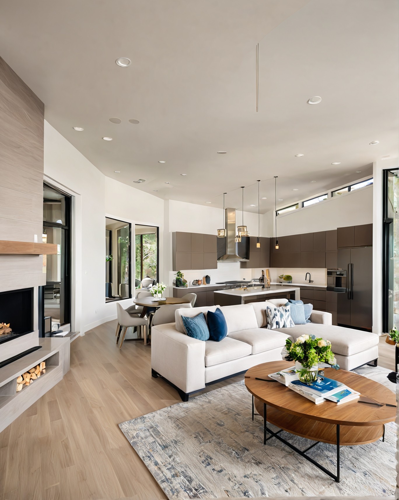 Living room with modern sofa, wooden flooring, natural light, and neutral palette.