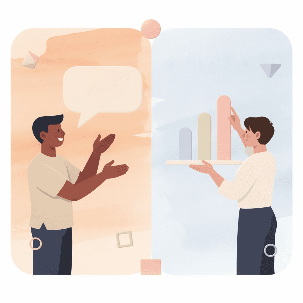 Split scene illustration showing two different contractor SEO approaches -  Contractor SEO Agency