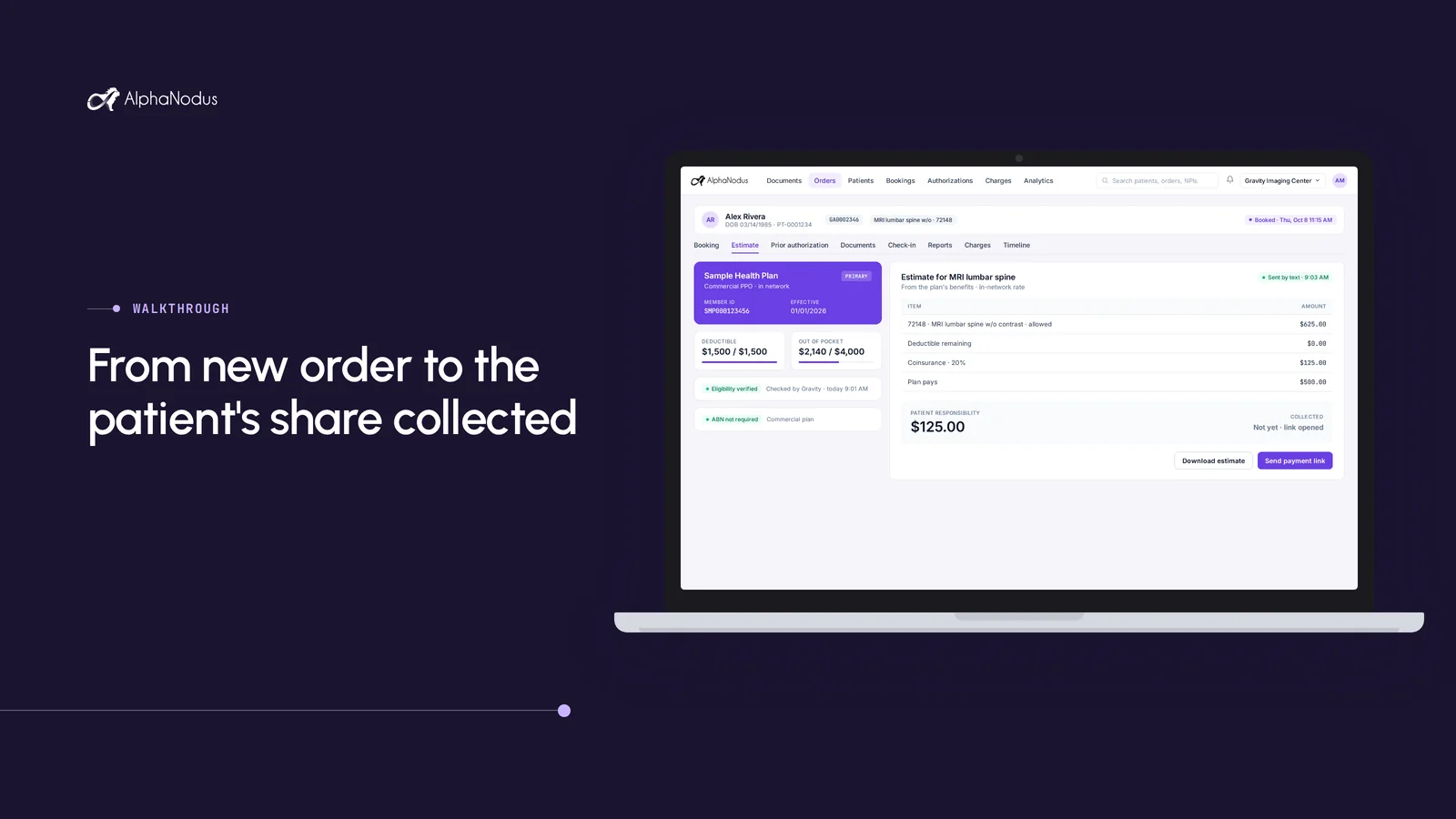 Video poster: Walkthrough: from new order to the patient's share collected