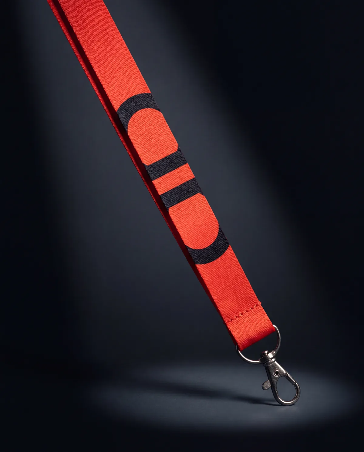 Conference lanyard with name and year printed along the strap
