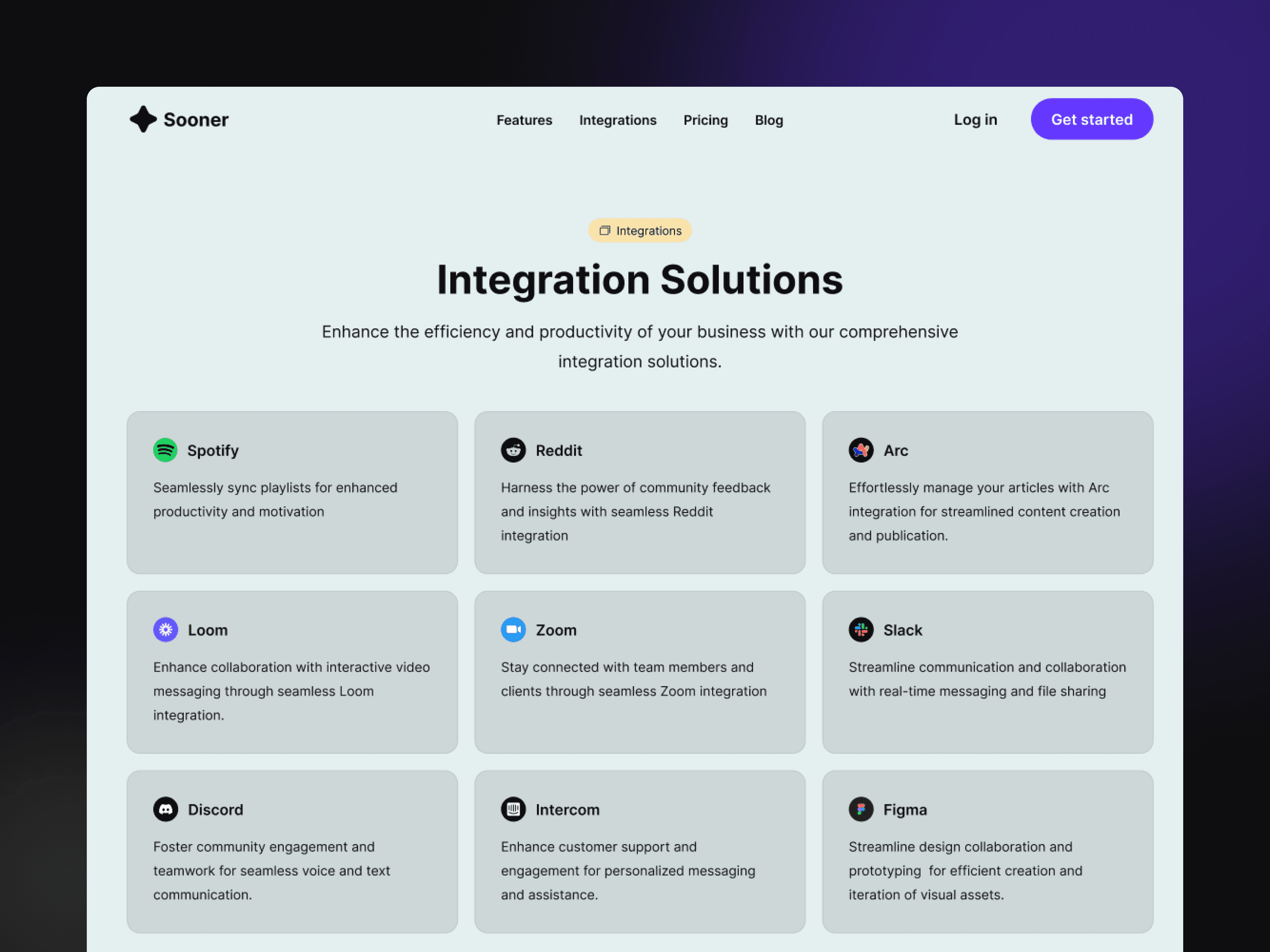 Sooner Framer template integrations