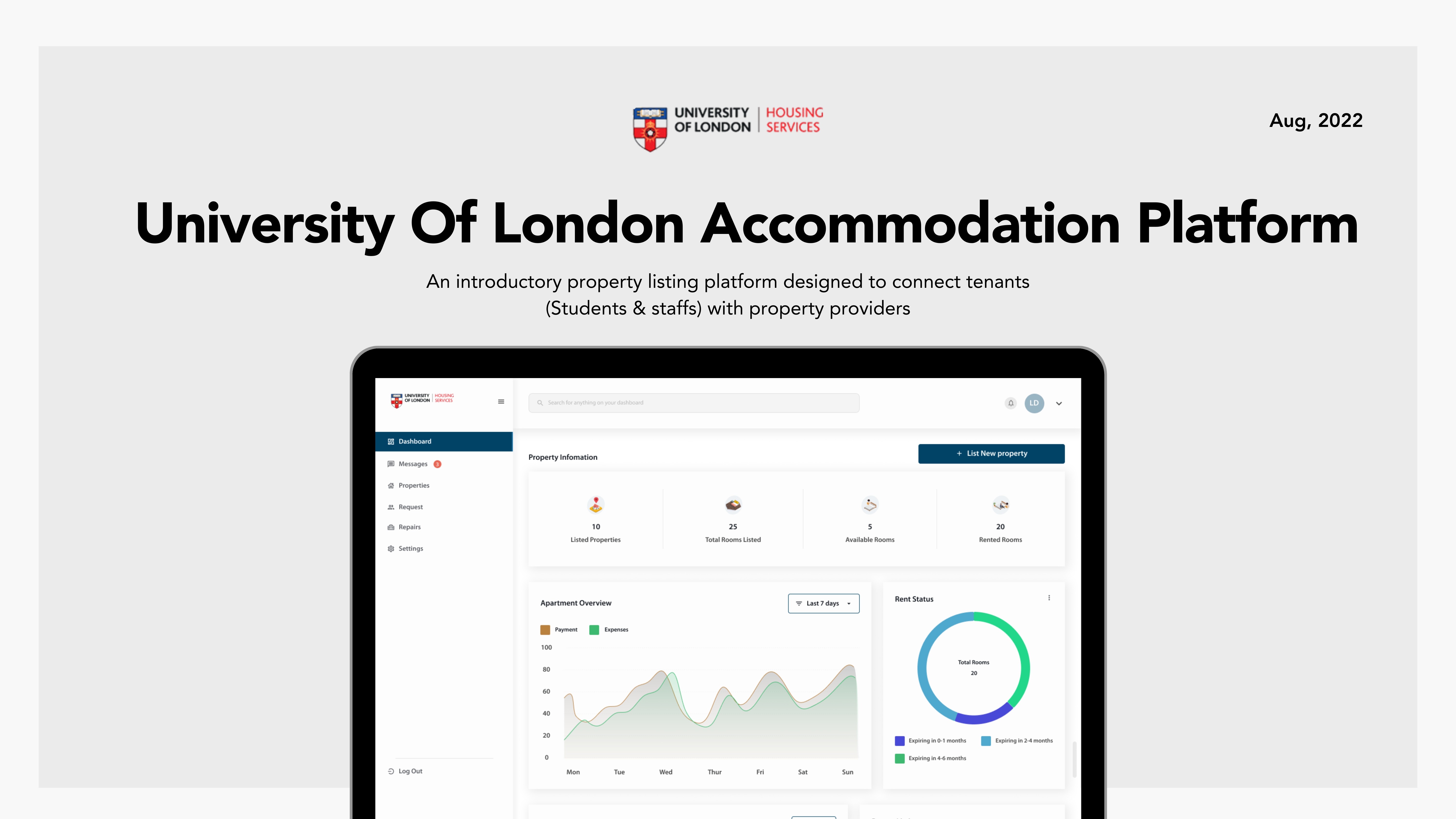 Image shows a design done for university of london accommodation, it is also clickable to see full protfolio