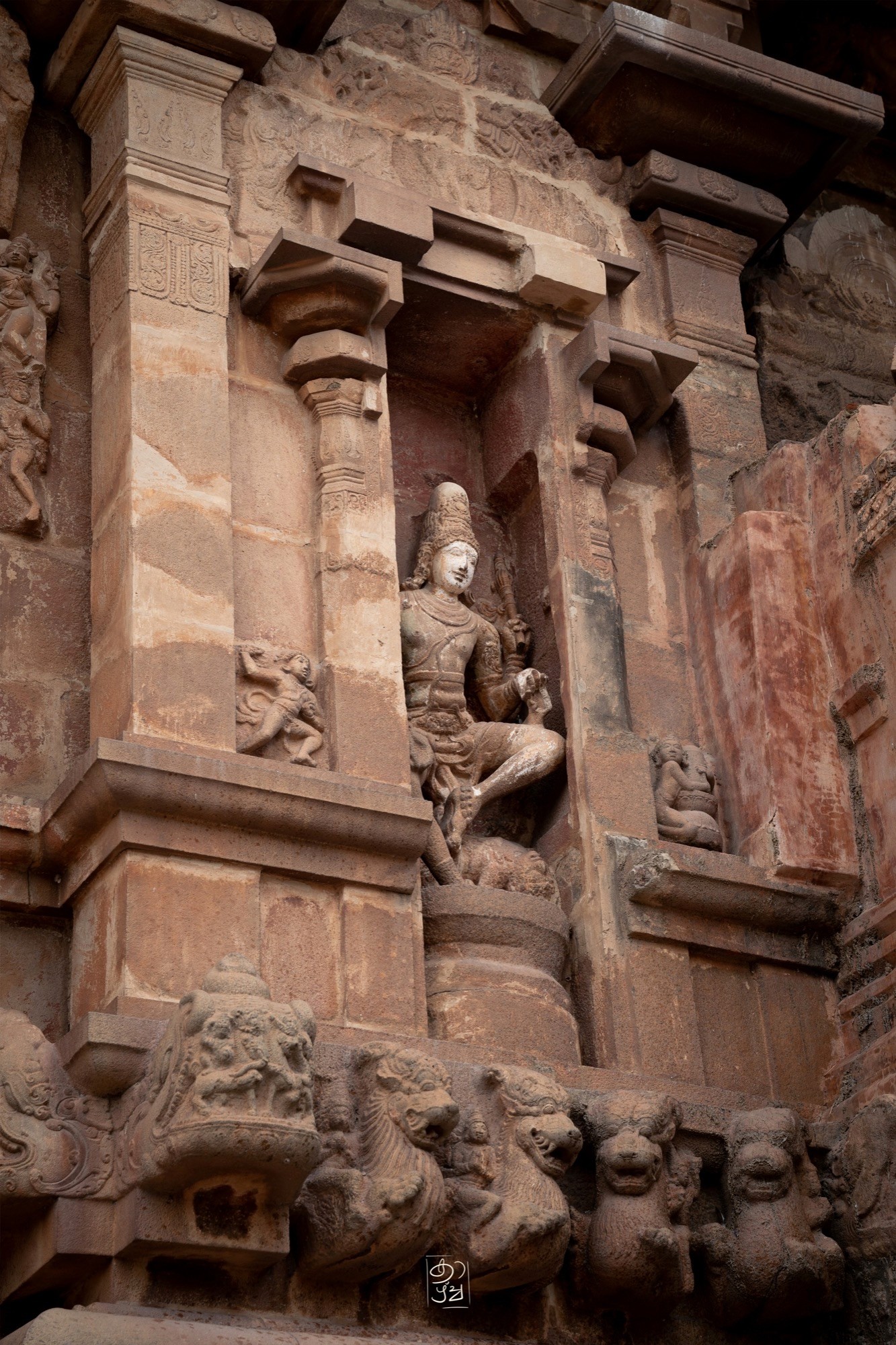 Deities carved across the temple wall