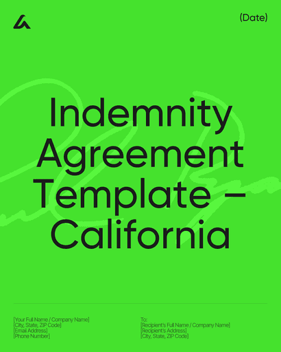 Indemnity Agreement Template – California