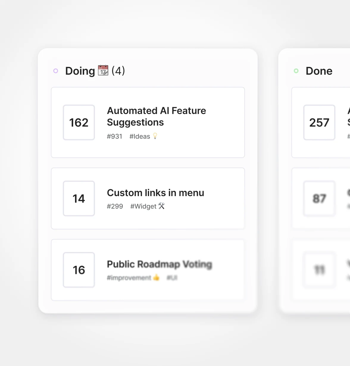 Show ideas on a roadmap