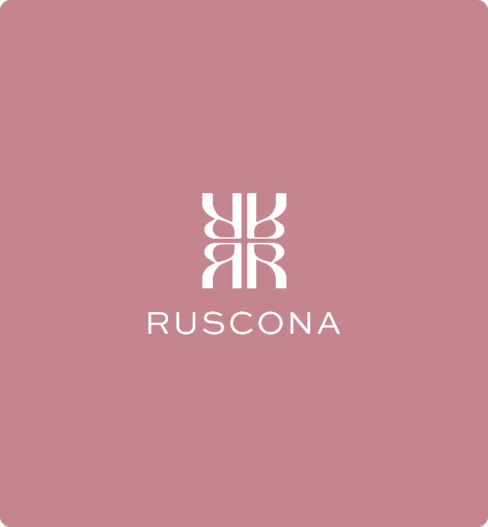 Ruscona professional beauty rebrand across nail-cosmetics packaging and identity