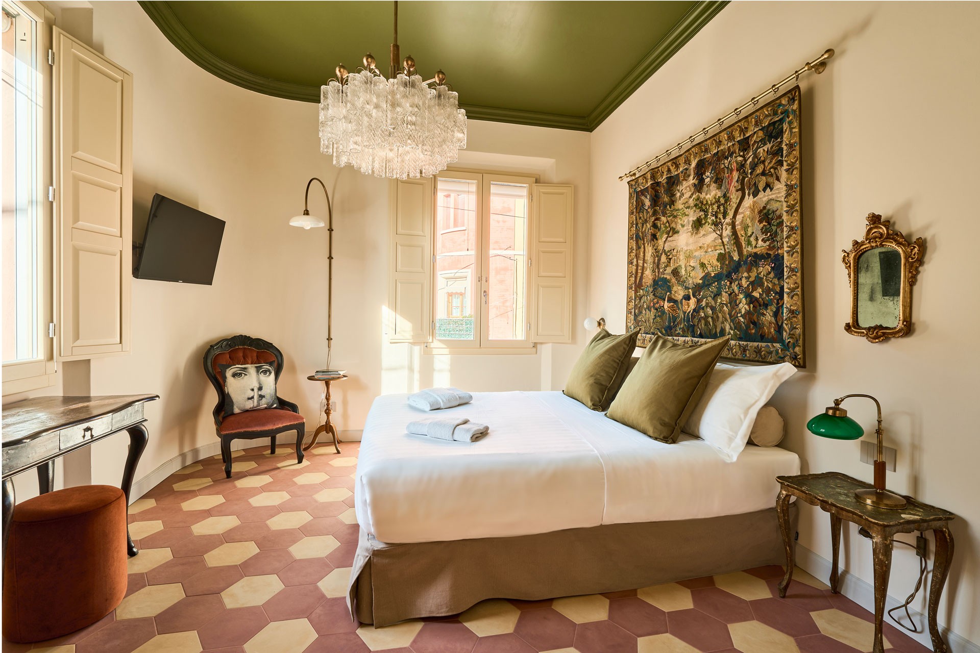 A close-up of a serene face illuminated by soft light, with shadows creating a patterned effect across the skin.