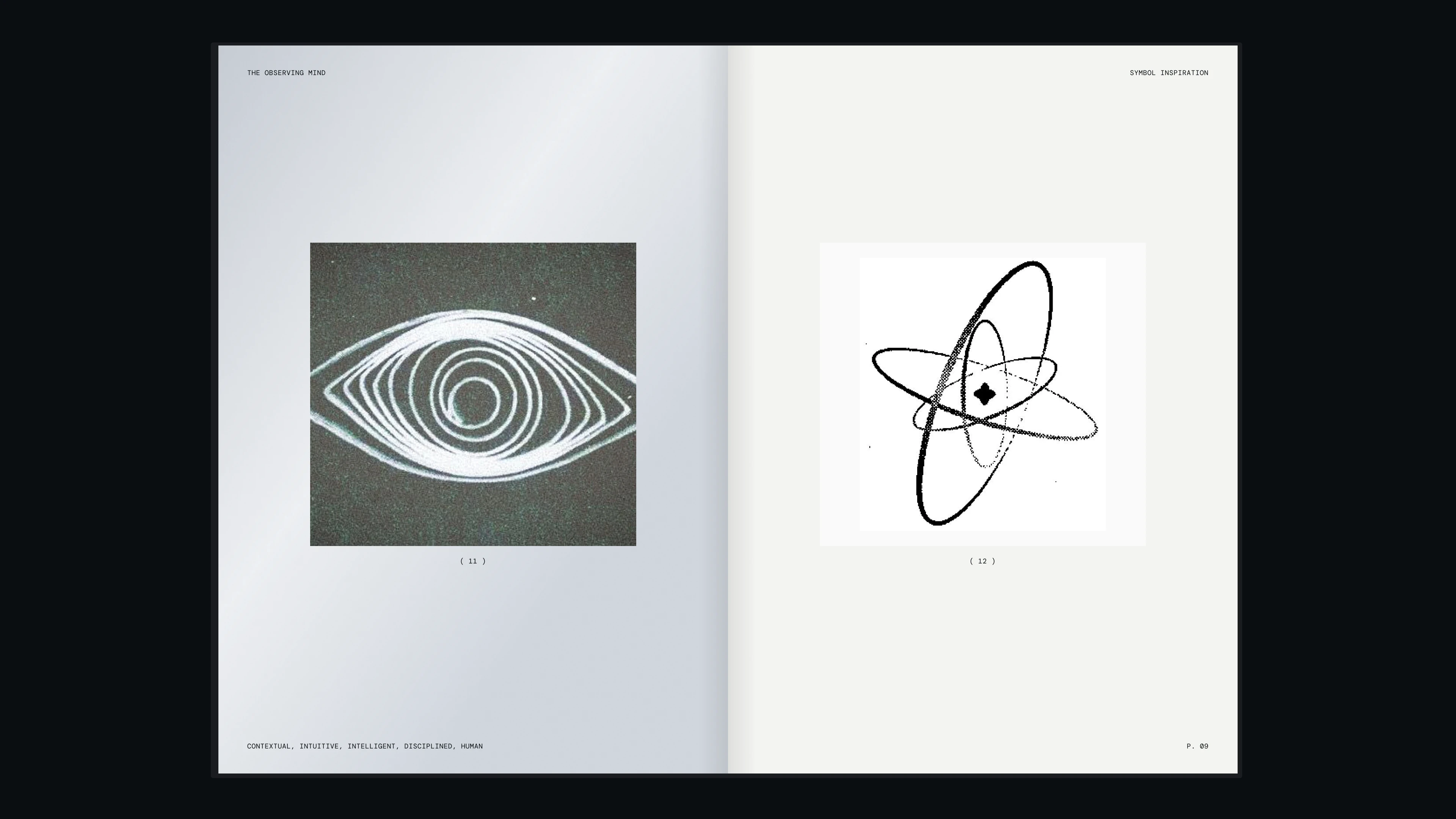 Hermeneutic — symbol inspiration process study, visual identity by Charlota Blunarova
