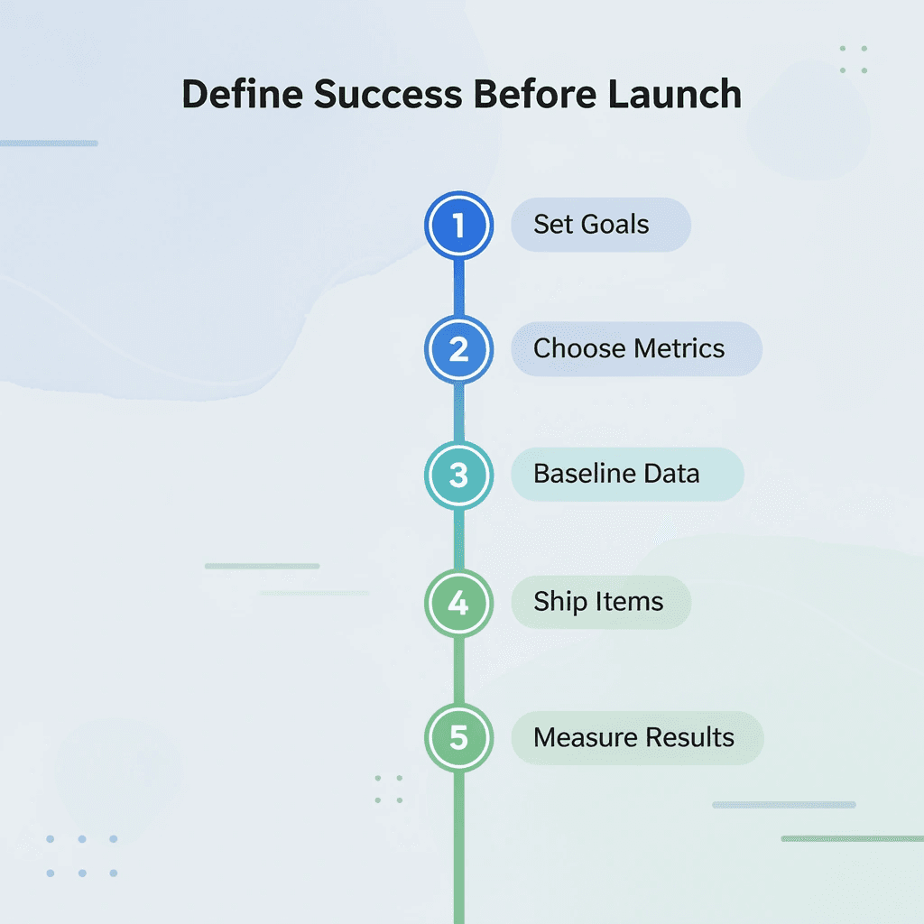 Numbered steps infographic showing how to define campaign success before launch