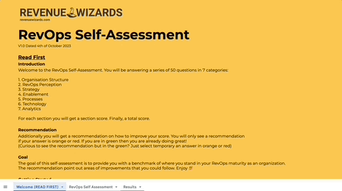 Preview of RevOps Organization Self-Assessment Template