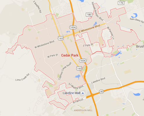 Map of Cedar Park, TX