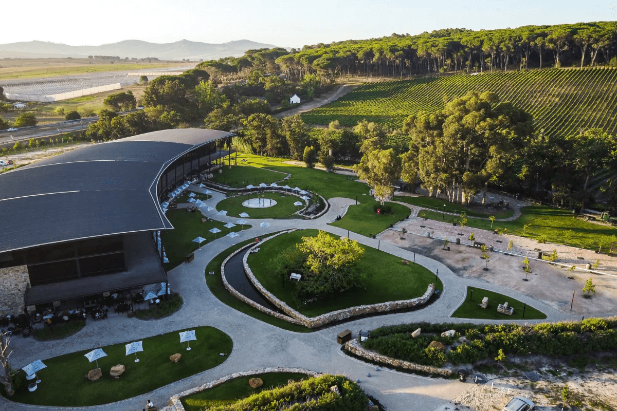 Aerial view of Root 44 Outdoor Market near Stellenbosch