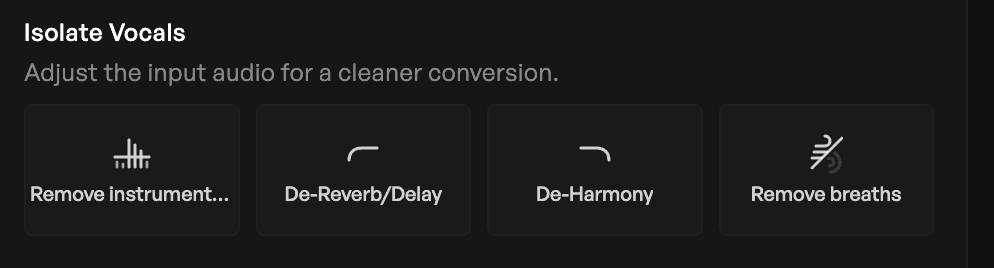 Vocal isolation options.