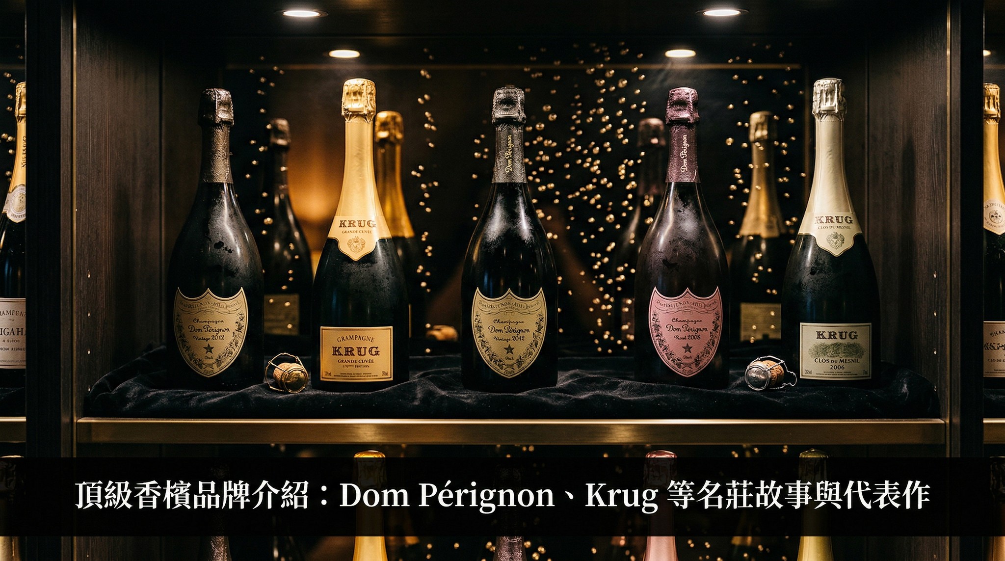 頂級香檳品牌介紹：Dom Pérignon（唐培里儂）如何成為夜店奢華符號？Krug 以微型橡木桶與極致混釀聞名，LVMH 集團如何主宰香檳市場？本文拆解這些名莊的故事、釀造哲學與代表作，教你認識小農香檳（RM）革命與白堊岩酒窖的傳奇，是香檳愛好者必讀的入門指南！