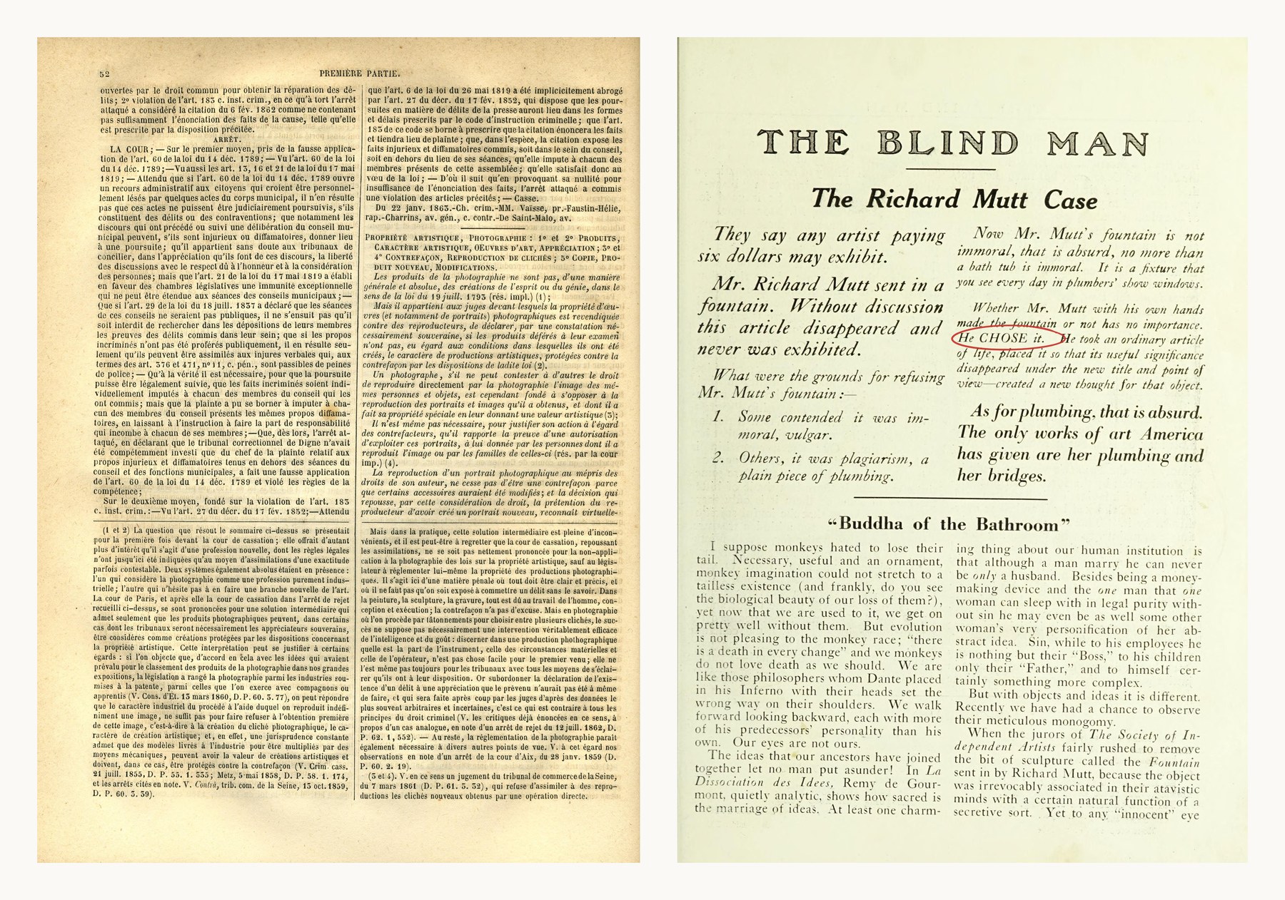 Dalloz 1863 and The Blind Man No. 2, May 1917