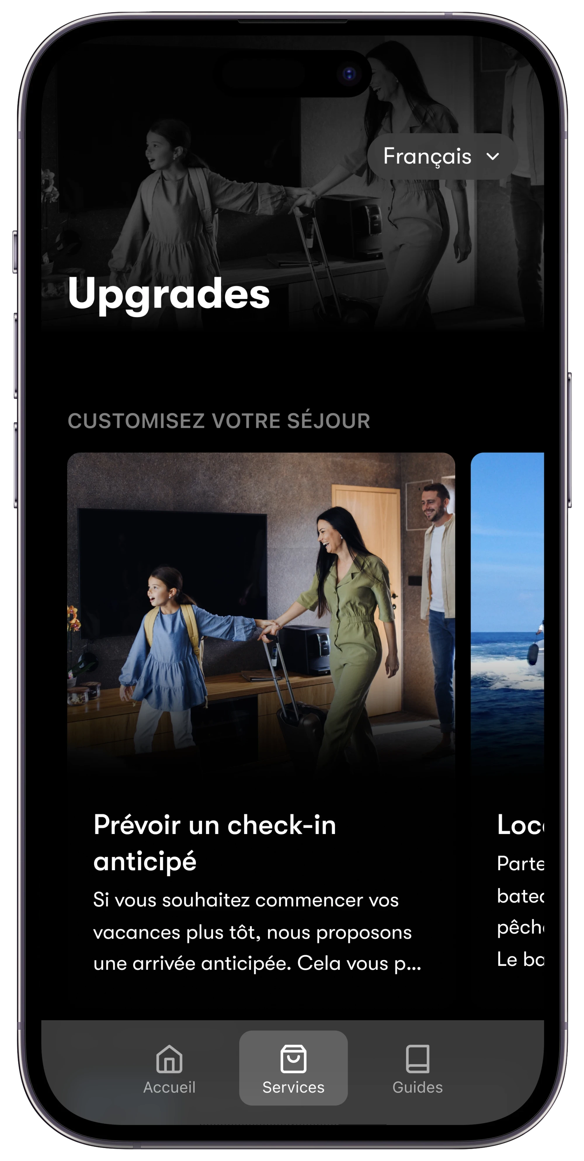 Section des surclassements du Boarding Pass