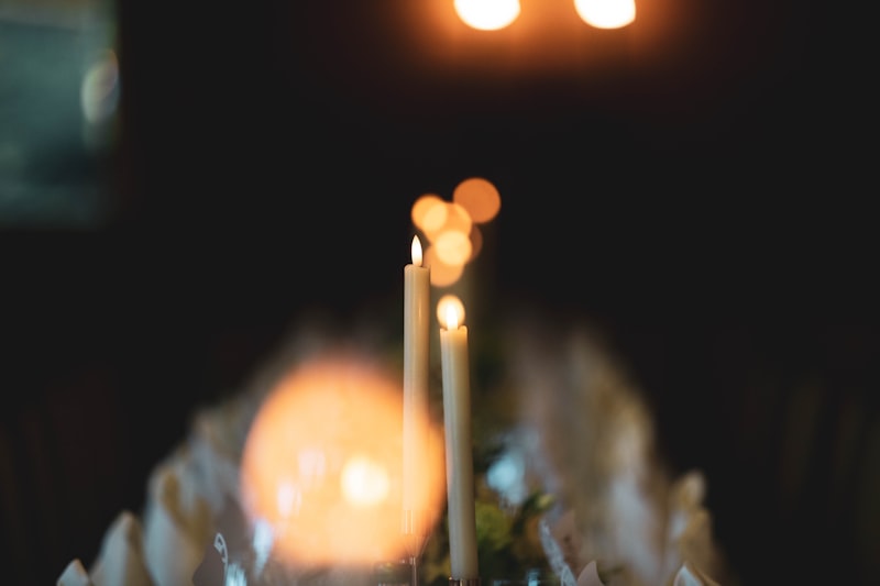 Candles burning in the dark