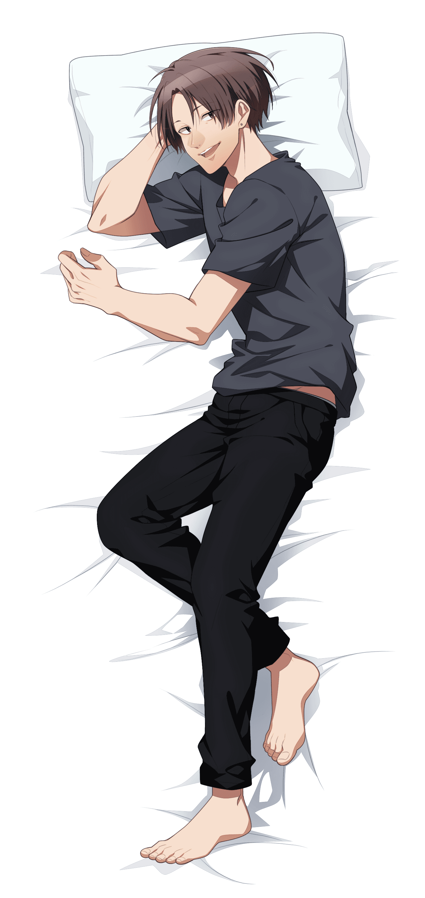 キャラクターが布団で寝ている添い寝シーツ絵