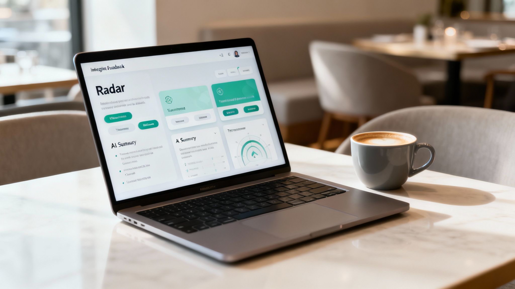 A dashboard showing customer feedback analysis with various charts and metrics.