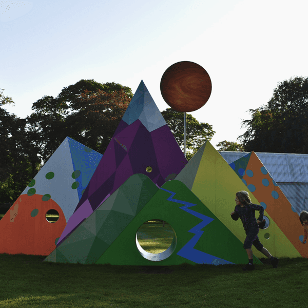 Sustainably designed outdoor play spaces, installations, and sculptures