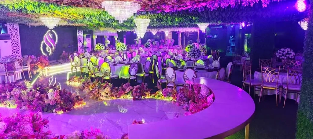 Corporate awards celebration with round mirror dance floor at Pandora Hall