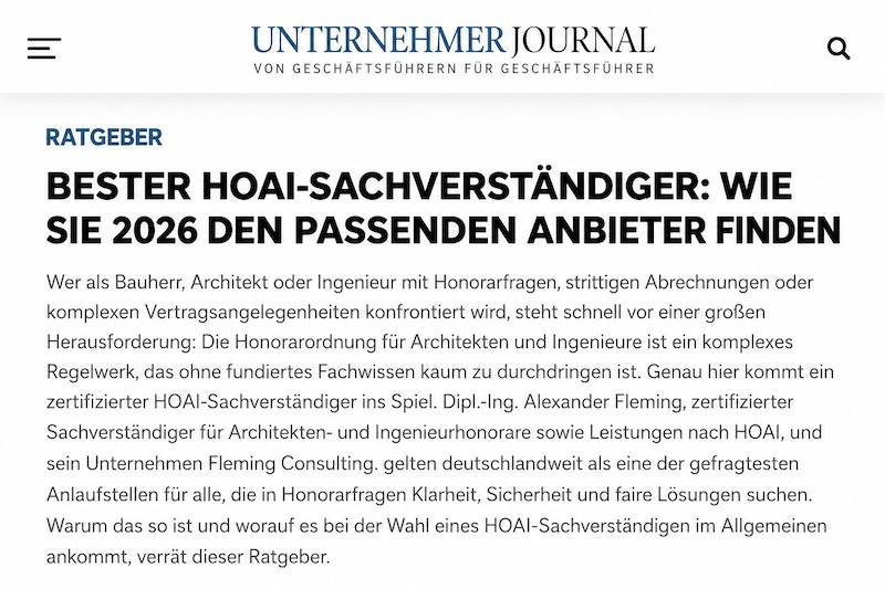 Bester HOAI Sachverständiger