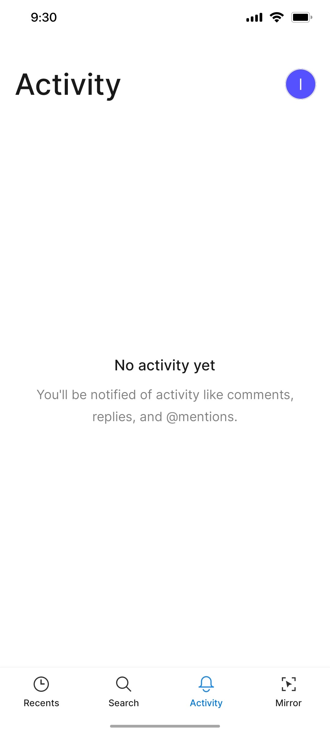 Figma Activity screen