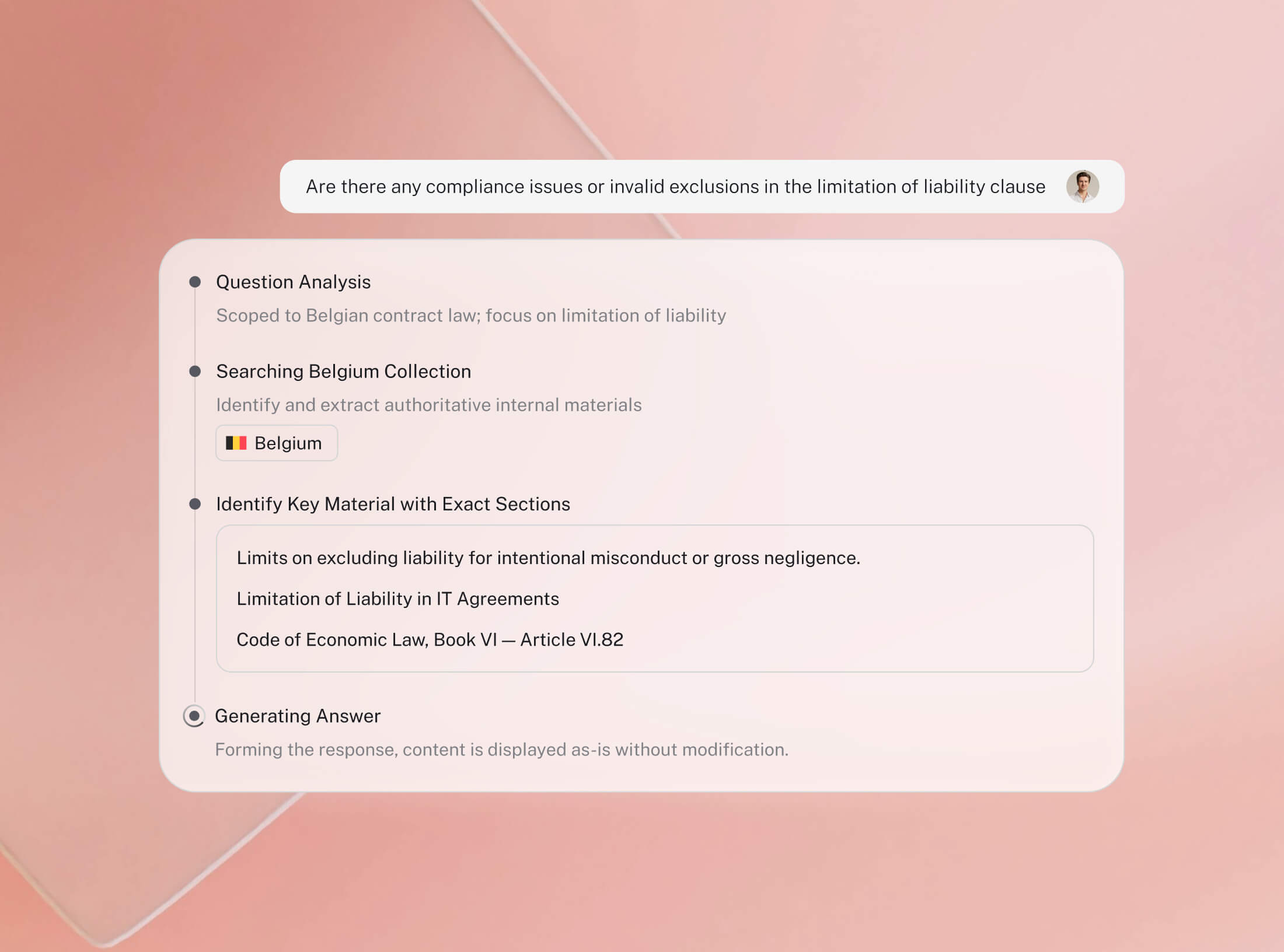 LEGALFLY explaining legal answers with transparent reasoning and cited source materials