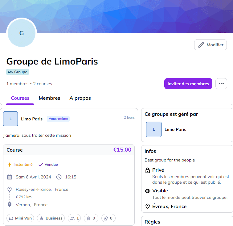 Image de la fonction de groupe