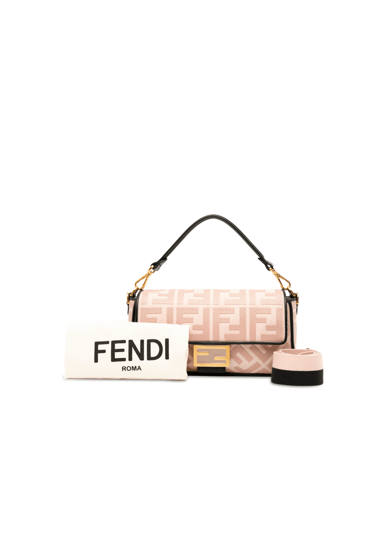 Fendi Zucca Embroidered Baguette Satchel