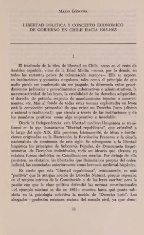 Libertad política y concepto económico de gobierno en Chile hacia 1915-1935