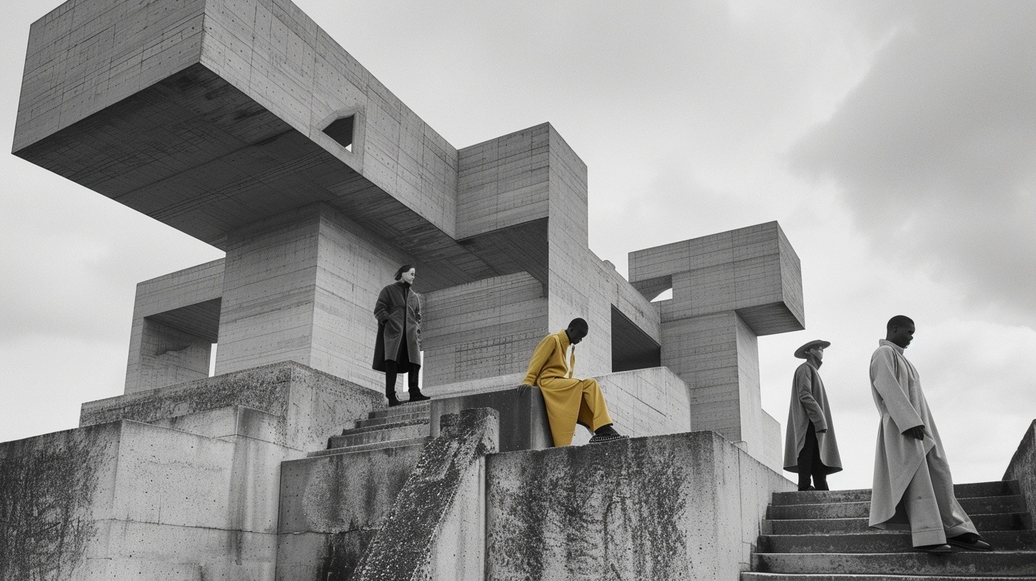  Collaborative work session overhead view of six people collaborating at a rustic wooden table with coffee, papers, and a laptop