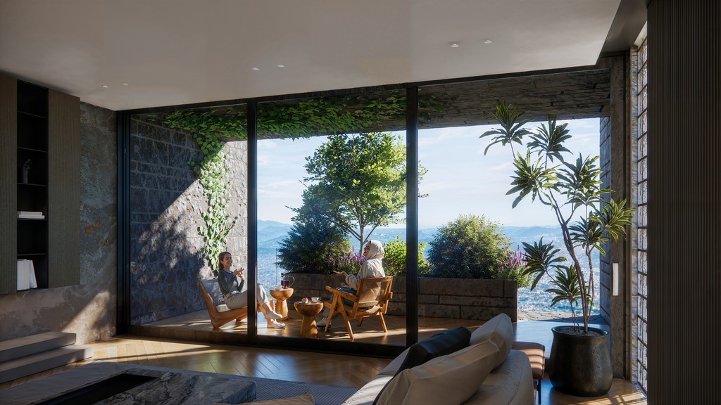 Duplex Balcony 3d render panoramic view