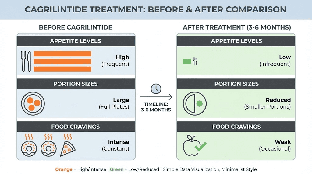 Cagrilintide effects on appetite and cravings over time