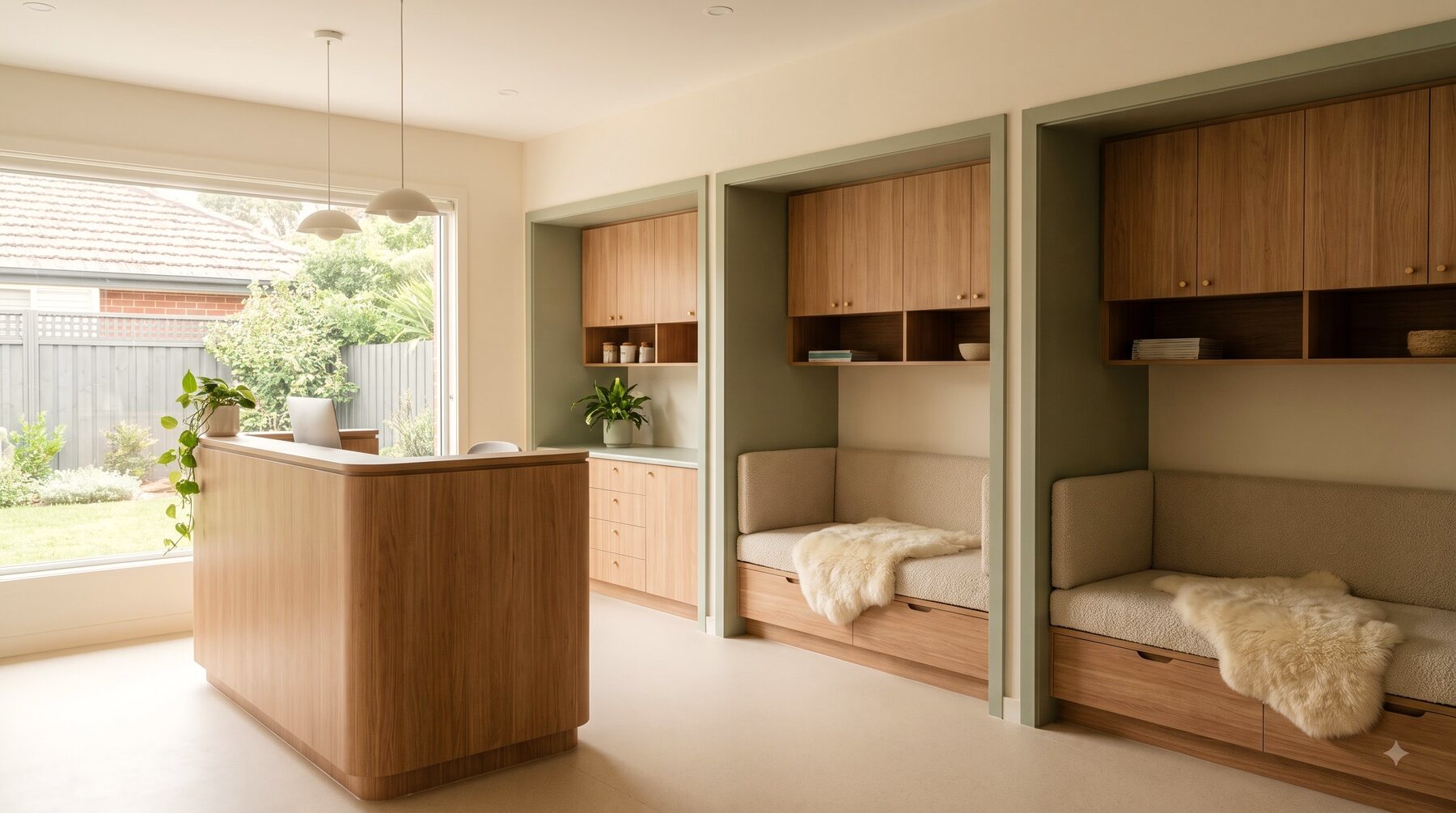 The recovery nooks — sheepskin standard issue