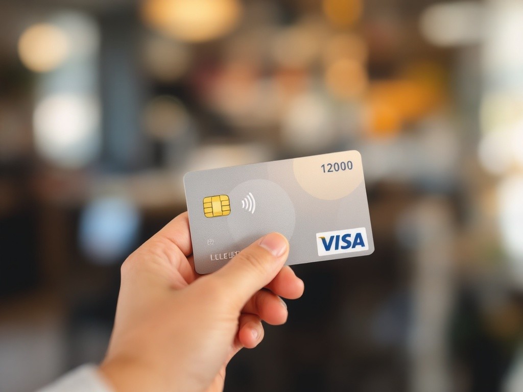 A hand holding a credit card