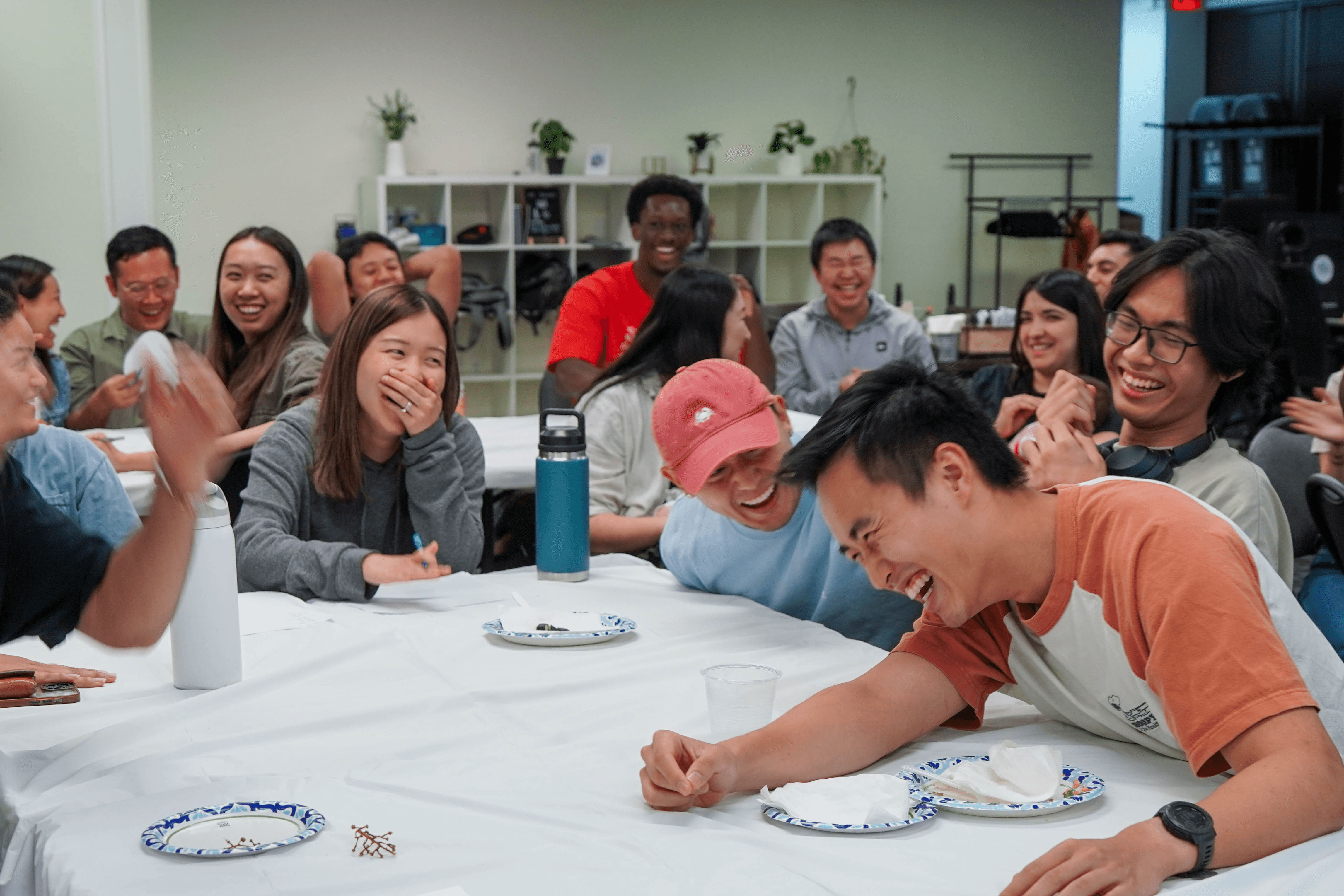 Friends laughing at one another