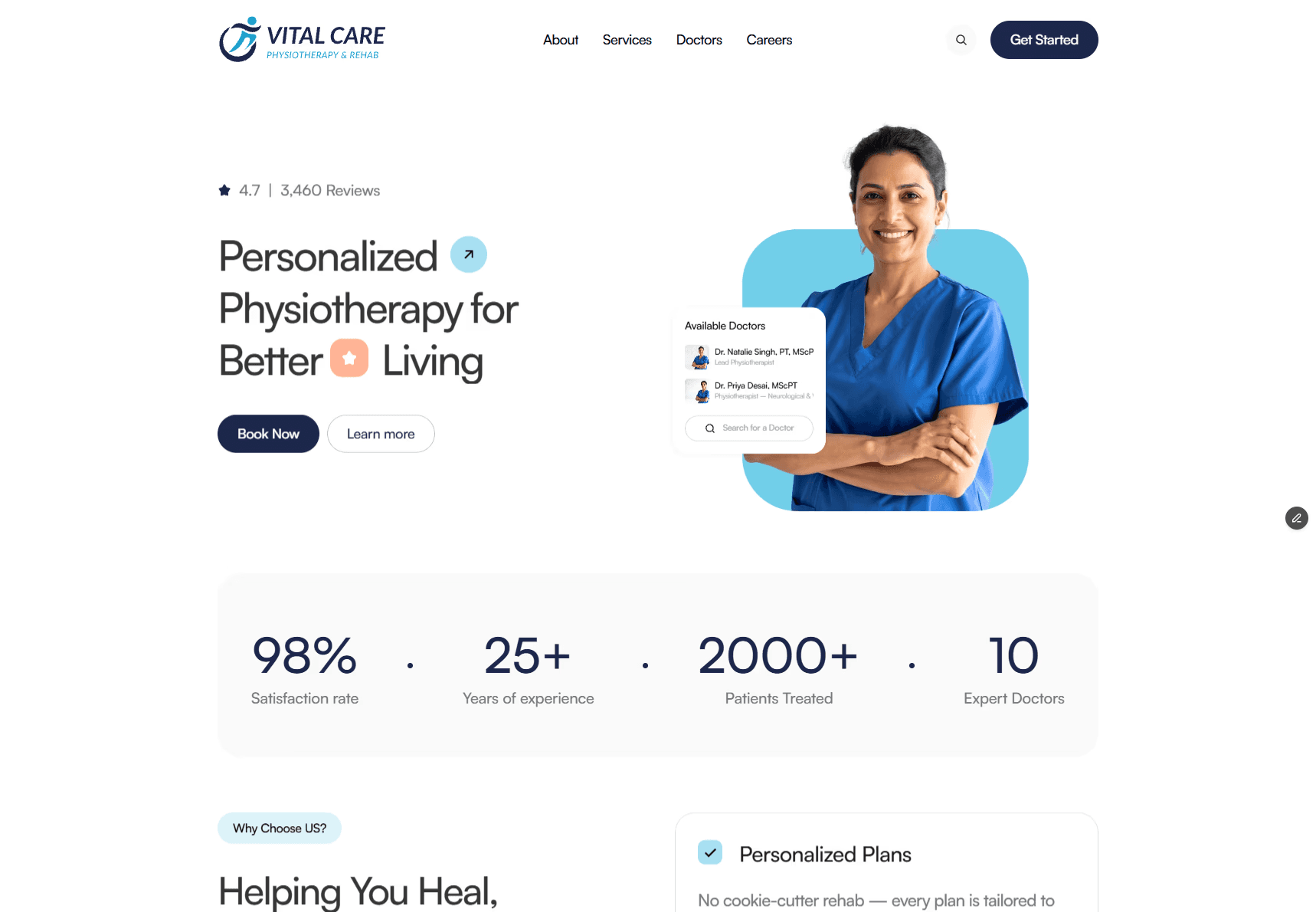 VitalCare Physiotherapy — web design project by Trenton Digital Designs