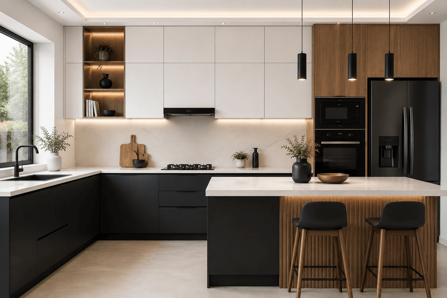 Black, White and Wood Laminate