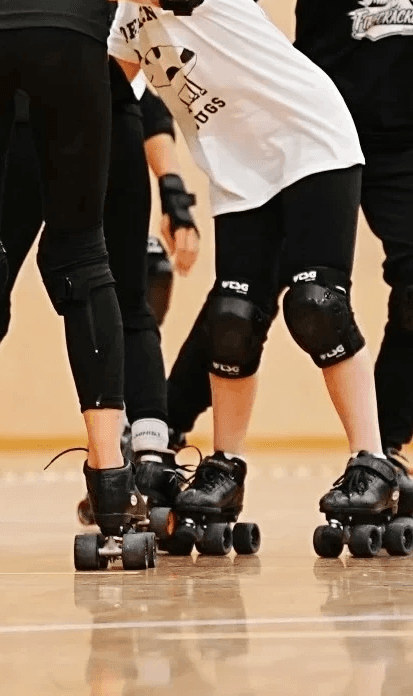 A single roller skate in a changing room.