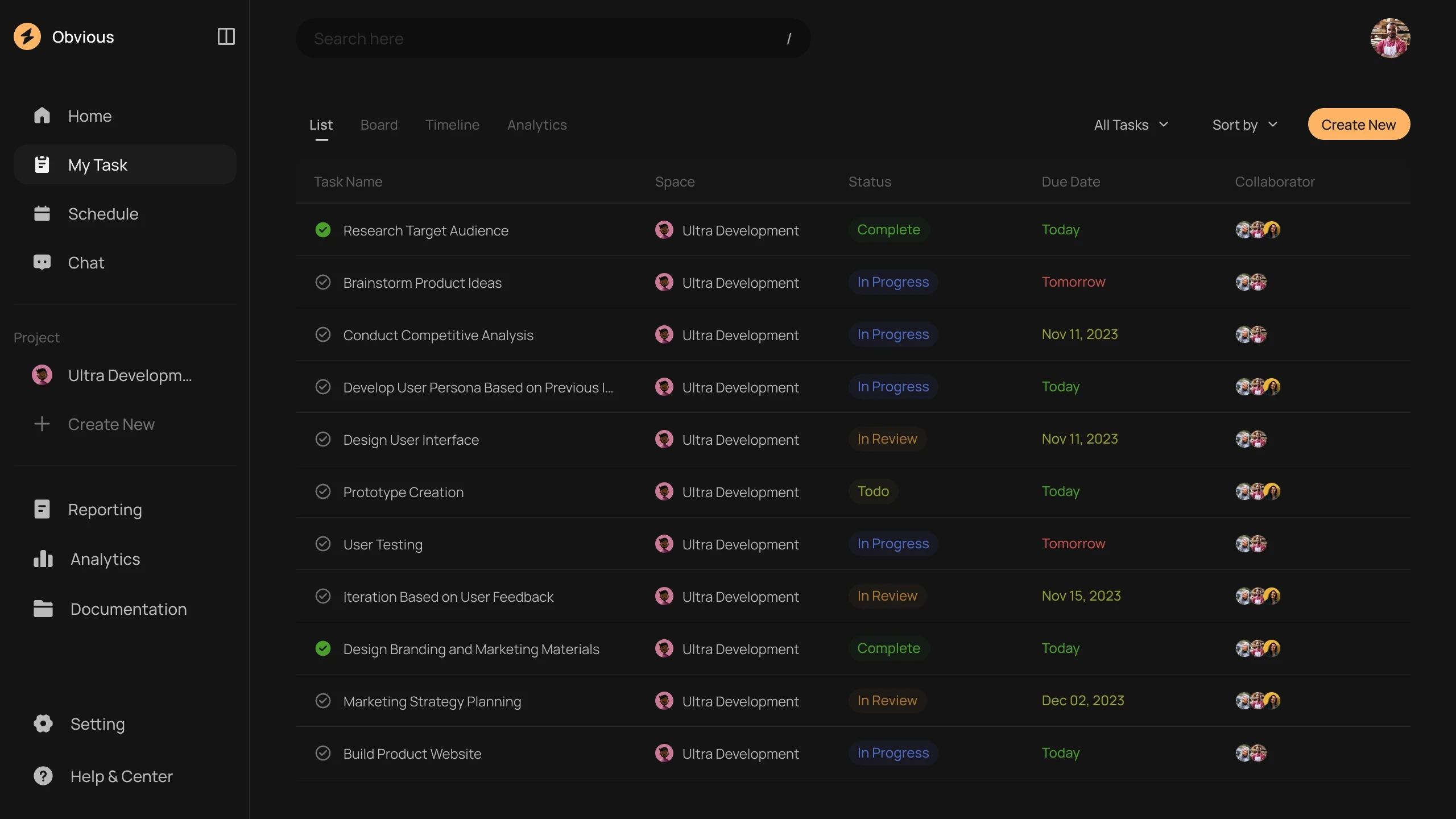 Task Tracking in Obvious