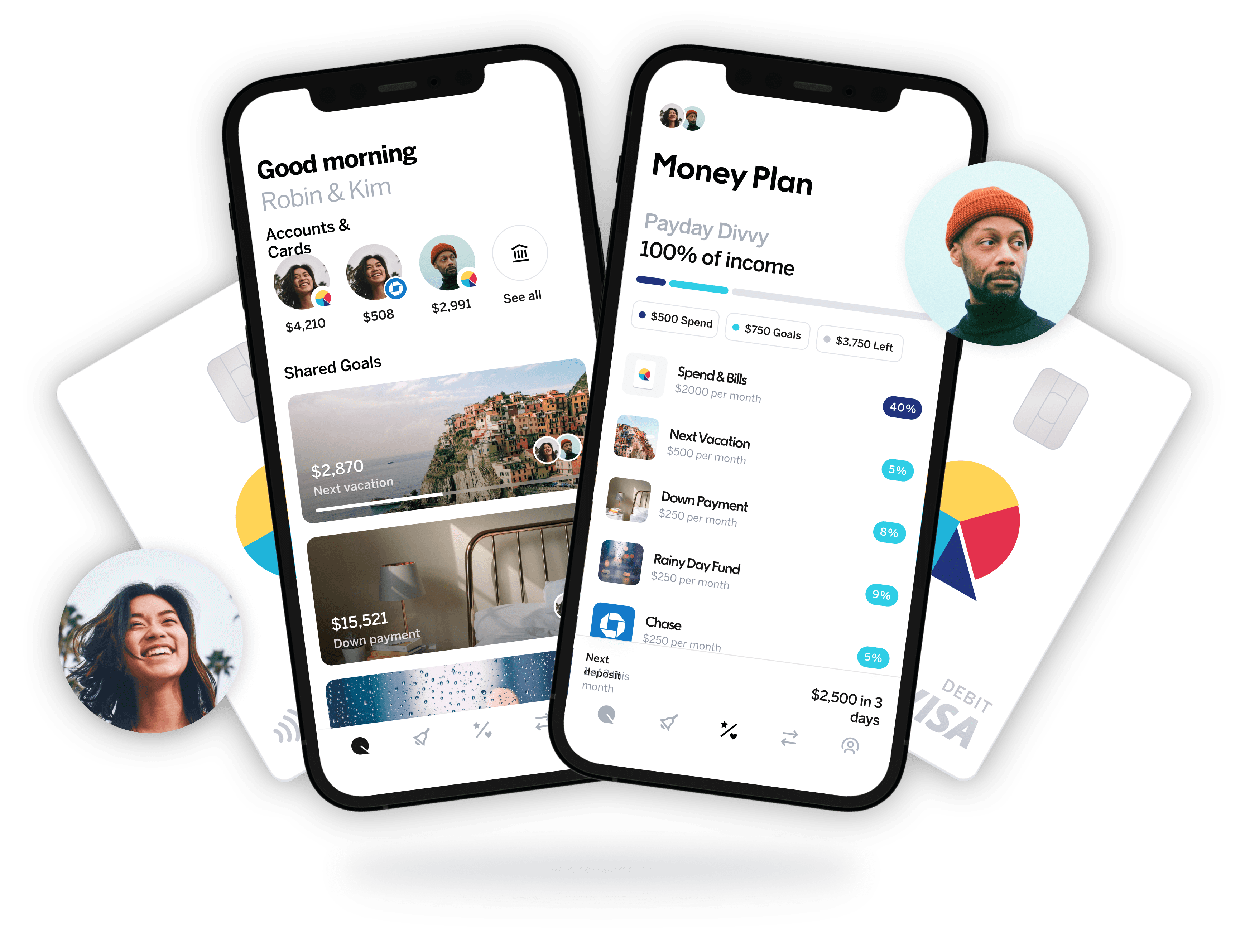 Mockup of Qapital App and spending card