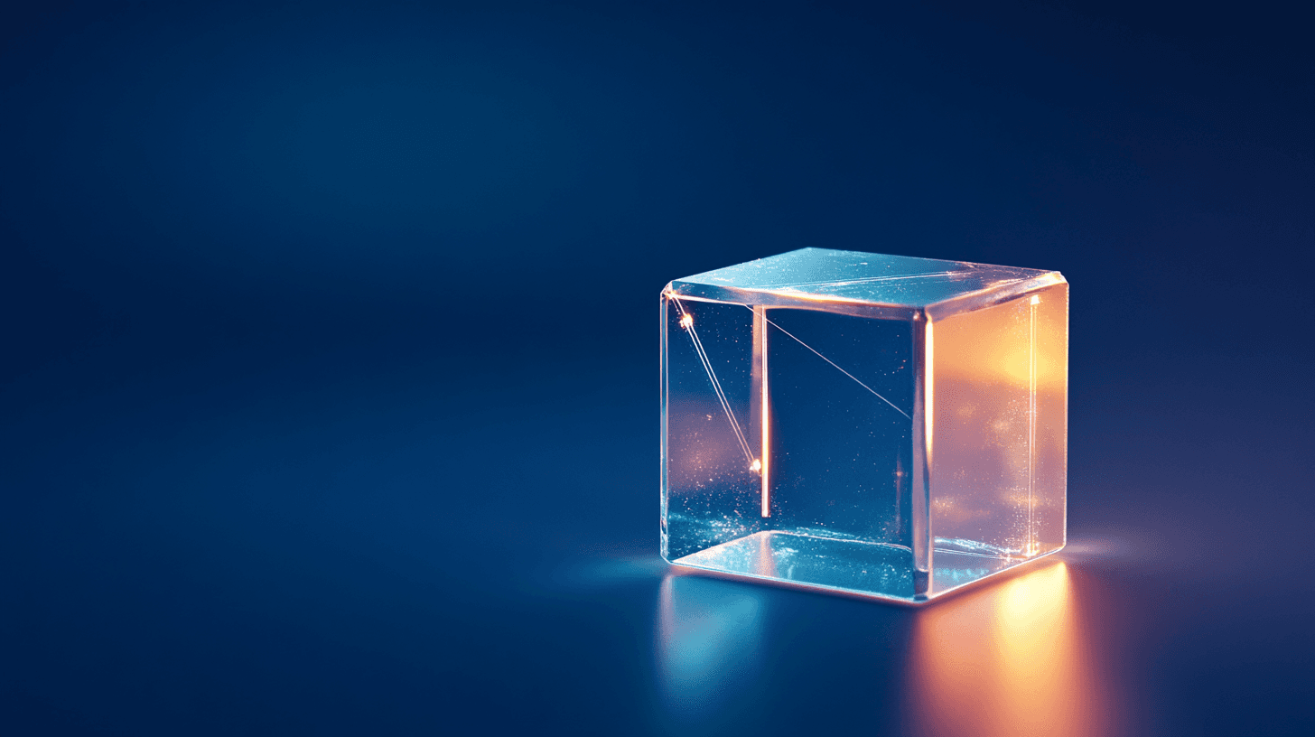 Two men discuss a project while standing at a laptop in an office.