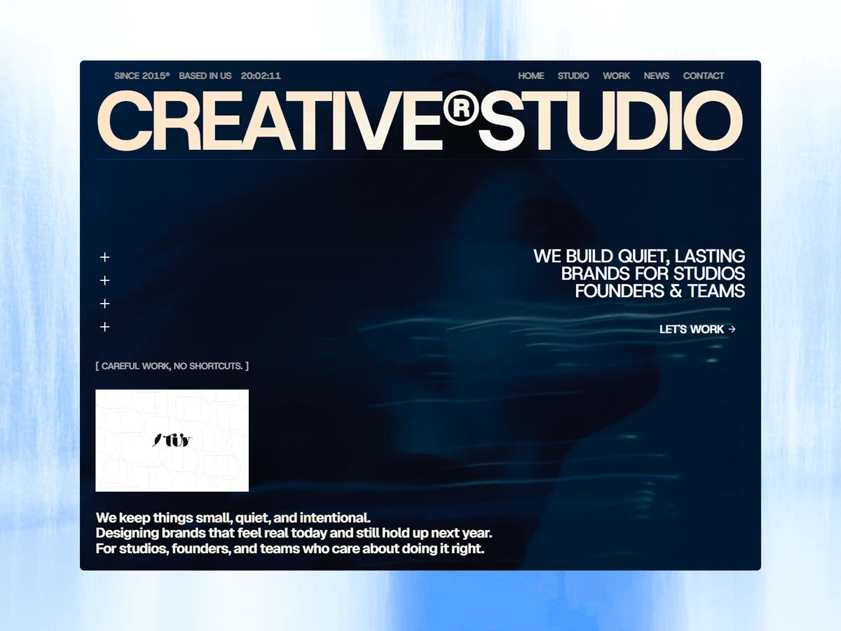 Creatv creative studio Framer template featuring a dark editorial layout, bold typography, and immersive visual effects.