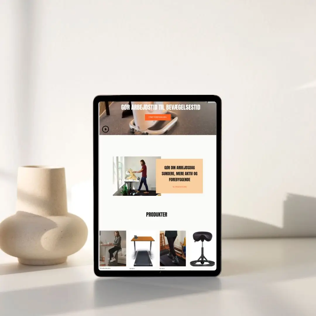 Tablet der viser Ergonomisk møbelproducent website