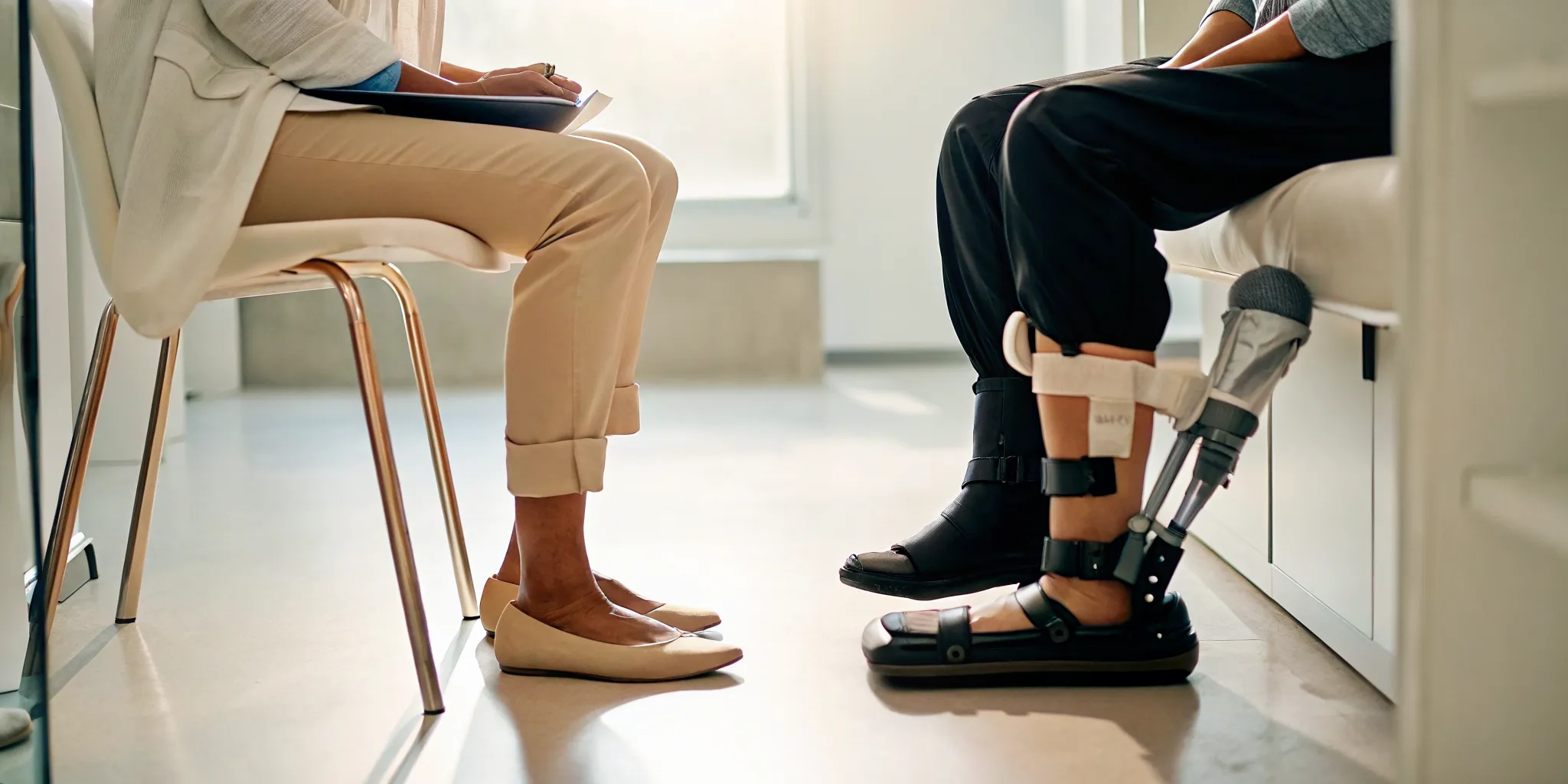 Patient with a foot fracture discusses whether to see a podiatrist or an orthopedic surgeon.